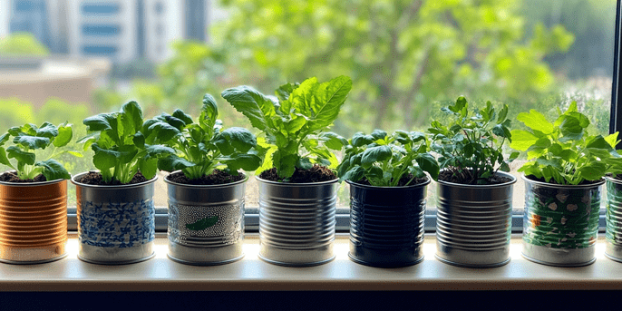 DIY Indoor Plants in Recycled Containers